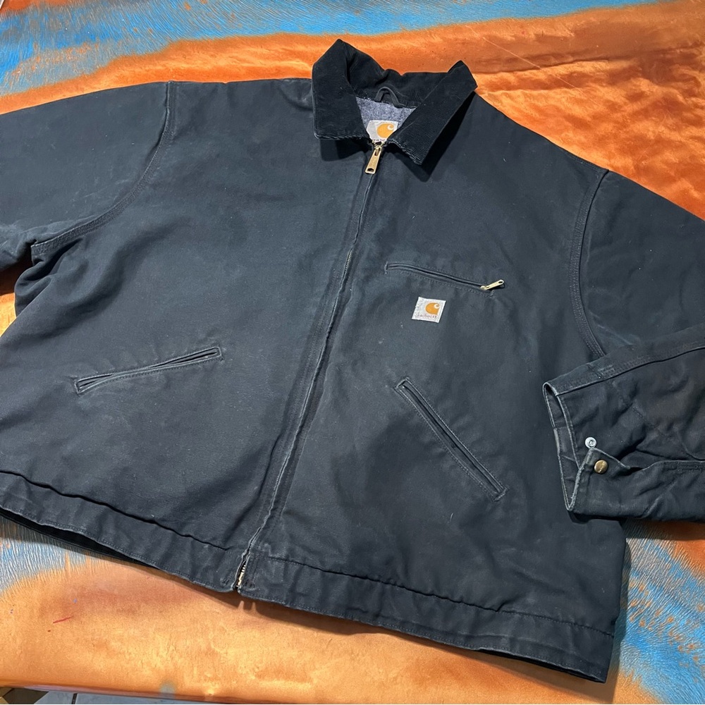 Vintage Carhartt Detroit Duck Canvas Jacket BLanket Lined Black-3XL Made USA